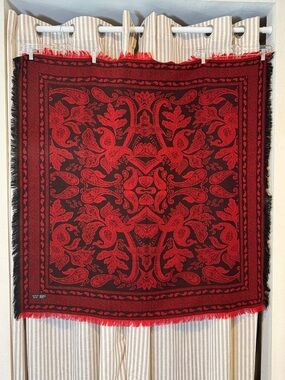 The Specialty House Vintage Red & Black Paisley Oversized Square Scarf